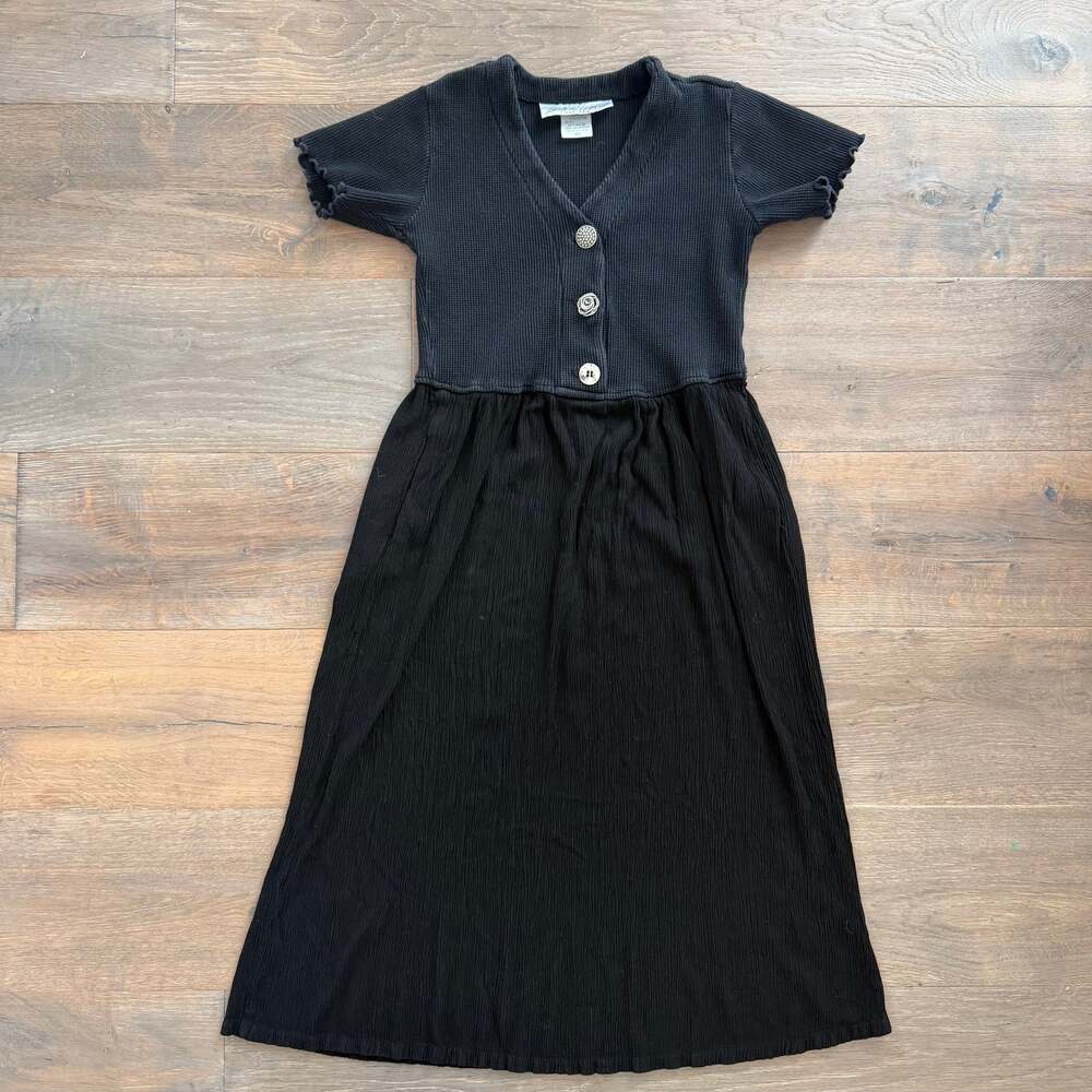 Vintage 90s Y2K Prairie Style Pocket Dress in Black by Barbara Lesser Petites Si